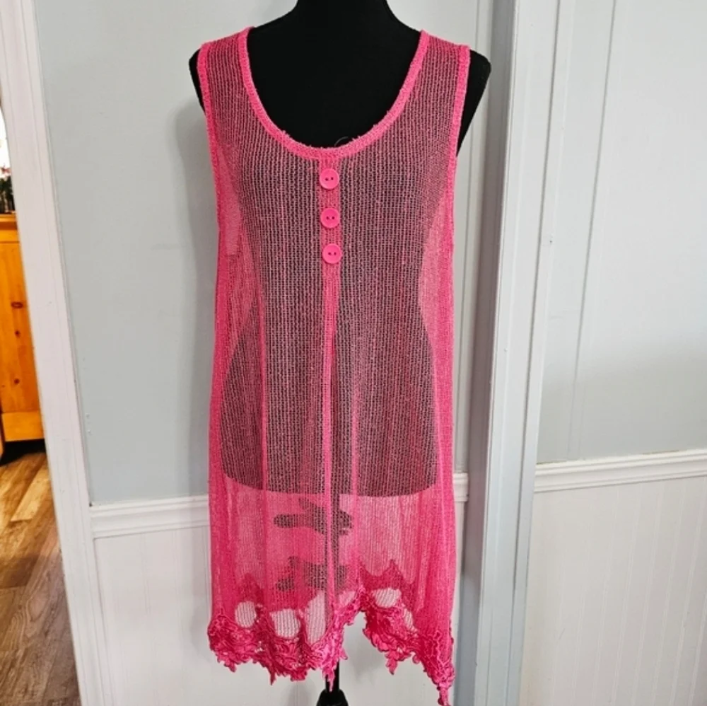 •Simply Noelle Pink Sheer Sleeveless Dress/Coverup